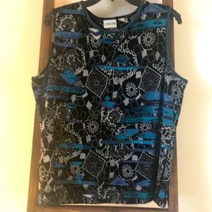 Knit Shell Sweater with Mosaic Design